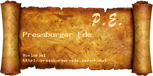 Pressburger Ede névjegykártya